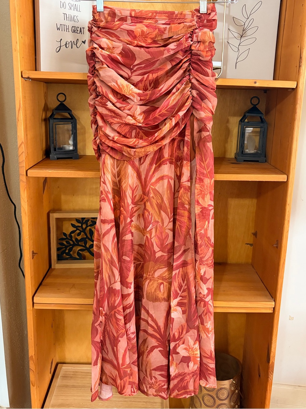 Runaway The Label Ruched Mesh Maxi Skirt XS Tropical Coquette Resort Wear NWT - Picture 3 of 8